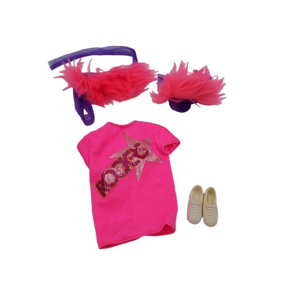 Vintage Barbie Rockers Oversized Shirt 2 Hair Pieces Shoes 1980's - Picture 1 of 7